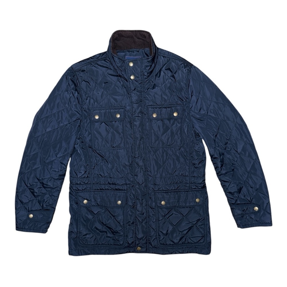 G.H. Bass & Co. Blue Quilted Utility Jacket with Stand-Up Collar